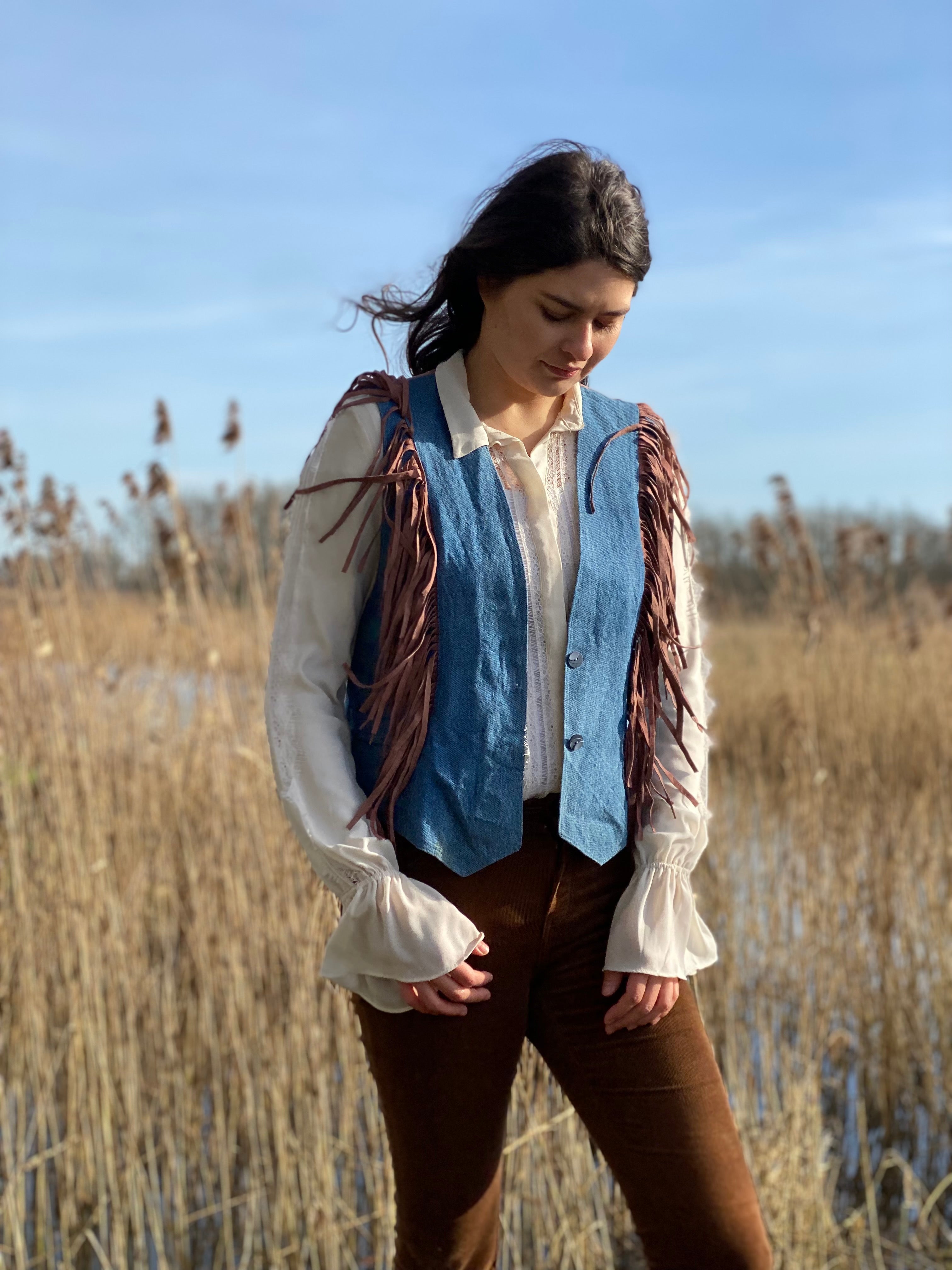 Denim Fringed Waistcoat