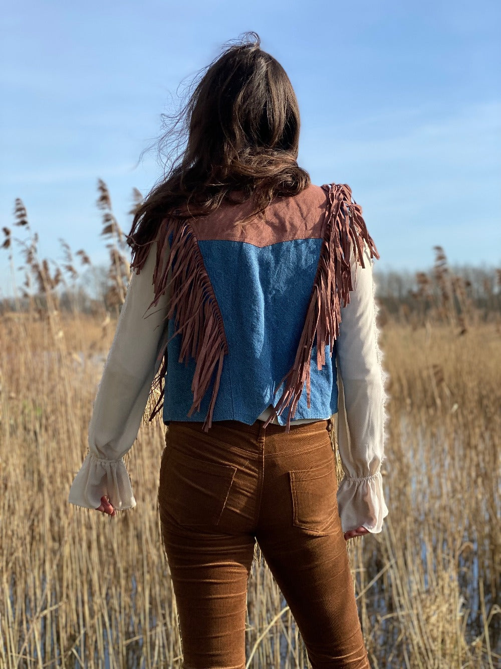 Denim Fringed Waistcoat
