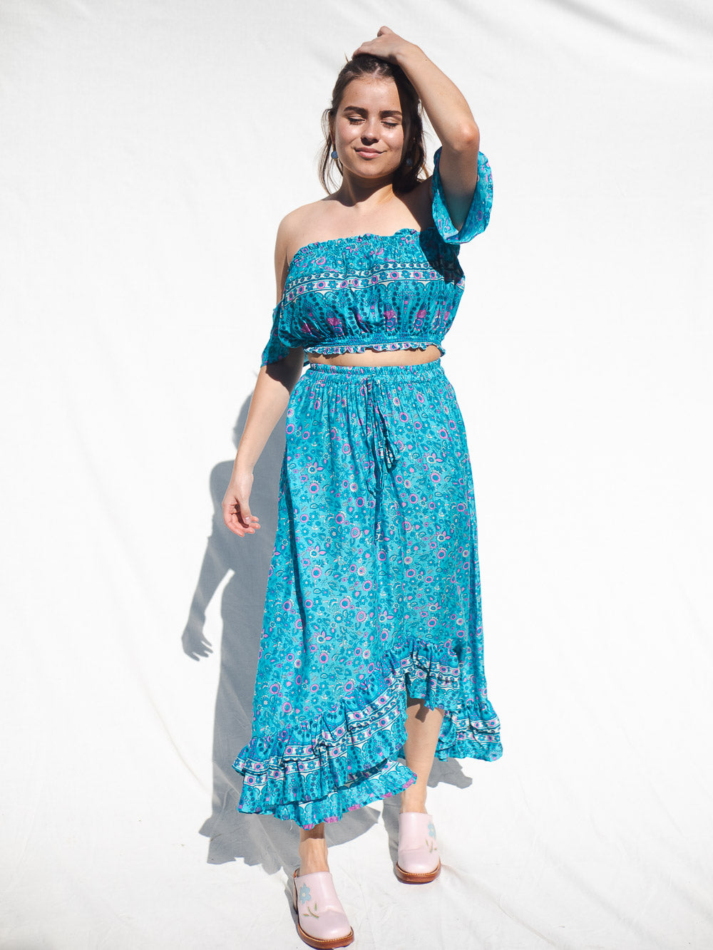 Blue floral flower skirt