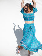 Blue floral flower skirt