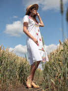Mexican white embroidered dress Dandelie