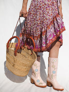 Sendra leather floral boots pink