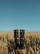 Sendra leather flower boots black 